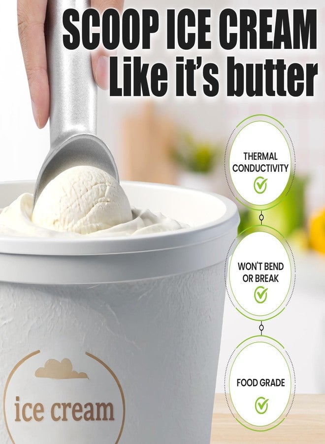 CUNSENR 7 inch Ice Cream Scoop - One-Piece Nonstick Aluminum Ice Cream Scooper - Professional Metal Ice Cream Spoon - Durable, Easy to Use & Clean - Lightweight Cookie Spoon - Scoop Ice Cream (Sliver) - Image 5